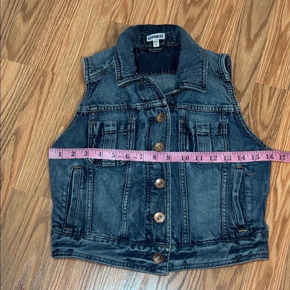 Express Blue Denim Vest, Jean, Small - Picture 8 of 9